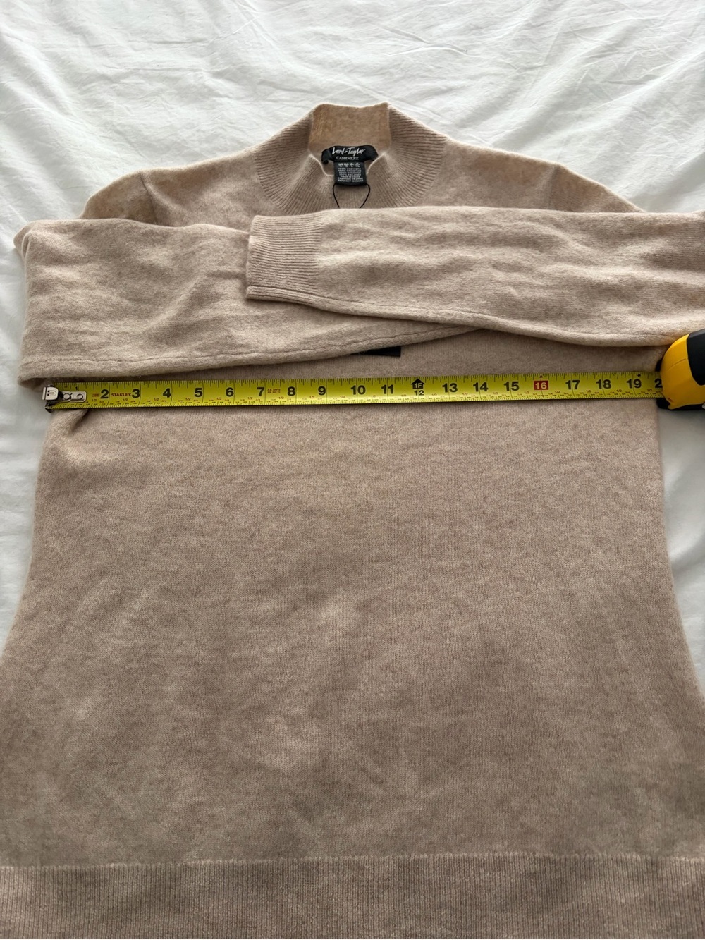 Lord & Taylor Women's Beige Quiet Luxury Lightweight Cowlneck Cashmere Sweater - Picture 4 of 8